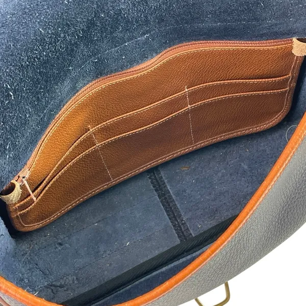 Vintage Dooney & Bourke Women's Blue Pebbled Leather Crossbody Saddle Handbag OS - Image 6