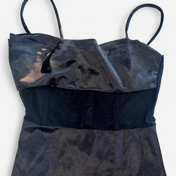 Windsor Black Sheer Boning Corset Dress Mesh Overlay Cocktail Bodycon Size S - Image 3