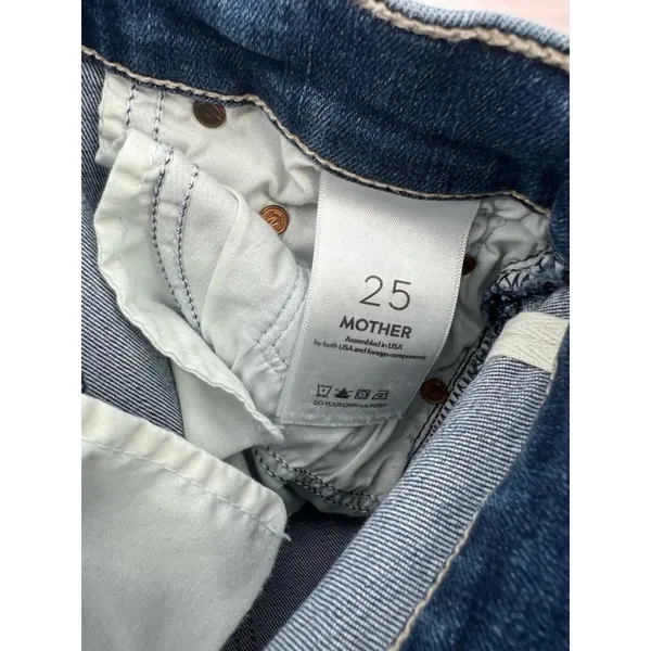 Mother the Insider Crop Step Fray Jeans Womens 25 Blue Teaming Up‎ Stretch Denim - Image 7