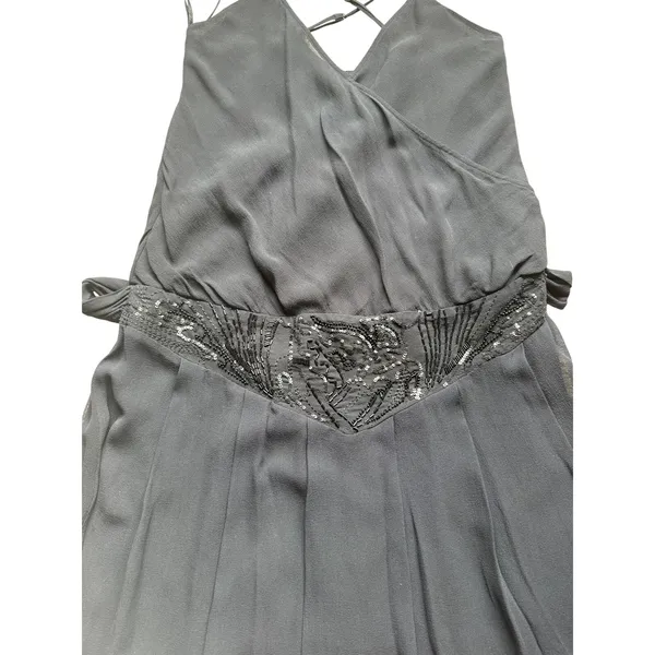 Ted Baker Silk Sequin Beaded Mini Dress Womens M Black Cocktail Old Hollywood - Image 9
