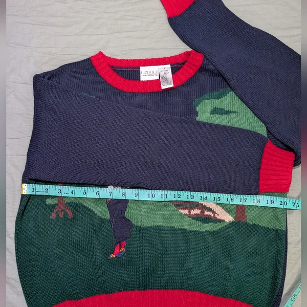 Vintage Liz Claiborne LizGolf Cotton Knit Embroidered Sweater Women's Small Blue - Image 7