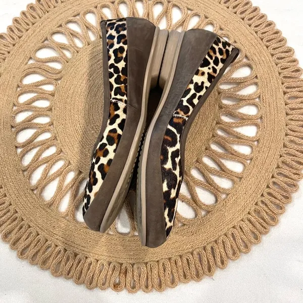 Ecco Felicia Loafers Size EU 36 Brown Leopard Flats Calfhair Animal Print - Image 5