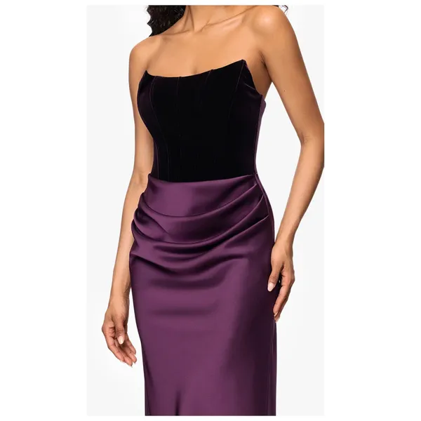 NEW Betsy & Adam Strapless Velvet & Satin Dress Size 8 - Image 4
