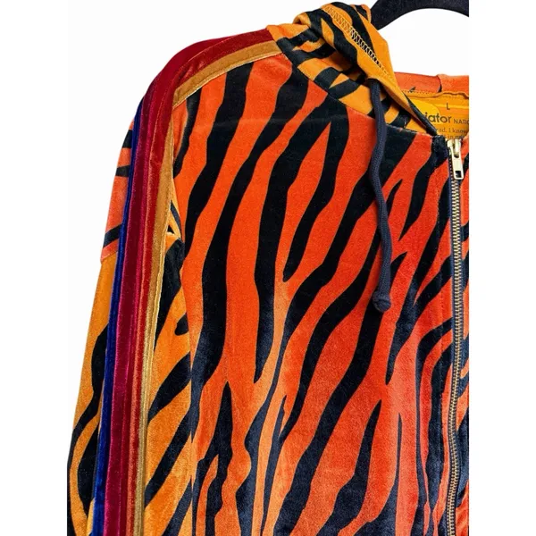 Aviator Nation Classic Velvet Relaxed Zip Hoodie‎ Tiger Print Size Large - Image 7
