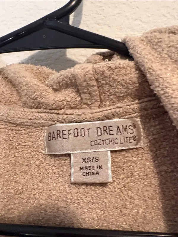 Barefoot Dreams Hooded Open-Front Cardigan in Light Tan XS/S - Image 2
