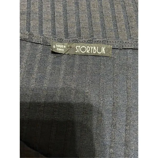Storybuk Knit Small Ladies Navy Ribbed Short Sleeve Top - Image 4