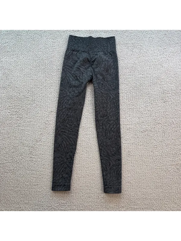 Gymshark Adapt Animal Seamless High Waisted Leggings Black Jacquard Women's XS - Image 2