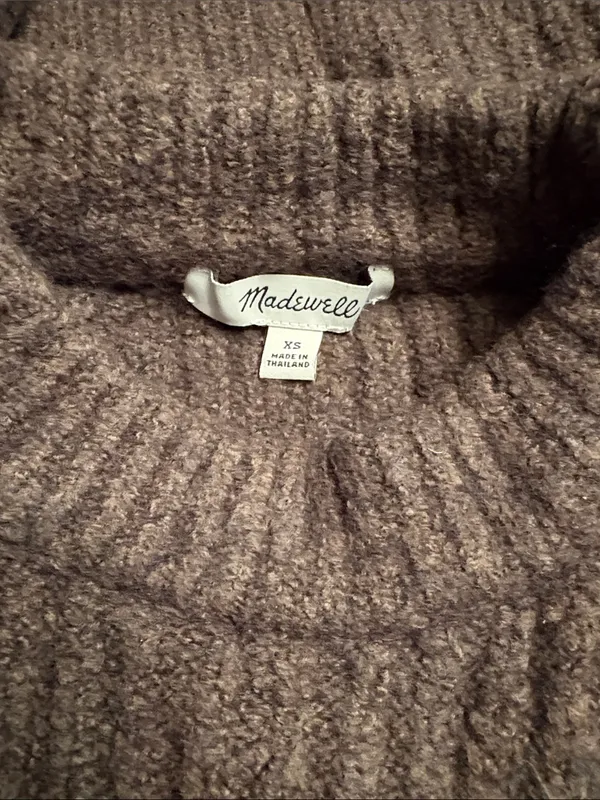 Madewell Ribbed Cotton-Blend Sweater molasses brown chunky knit Size XS NWOT - Image 6