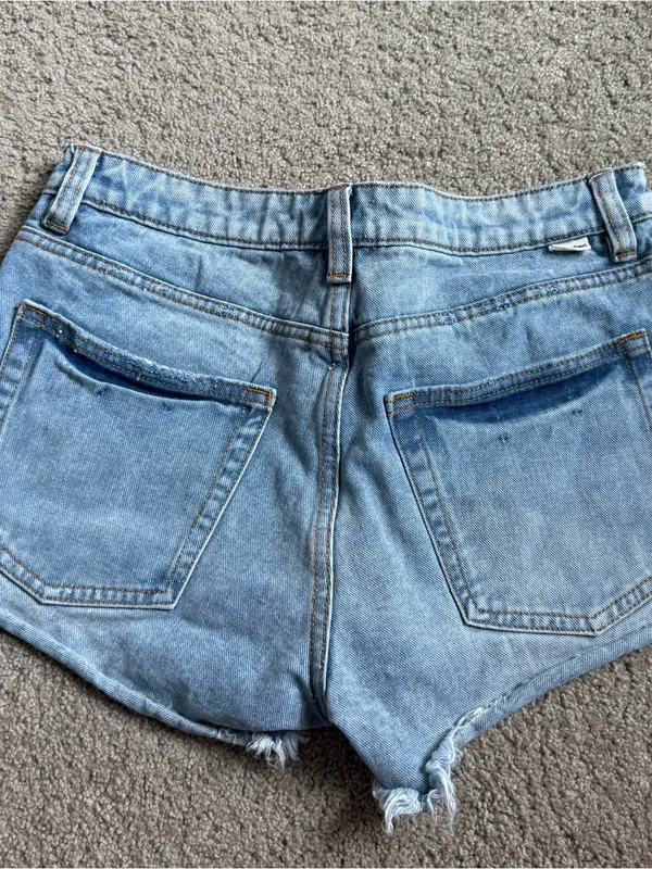 Billabong Light Blue Distressed Denim Cutoff Shorts - Image 2