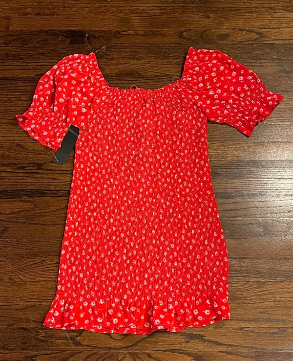 Floral Mini Summer Dress Red Size XL - Image 4