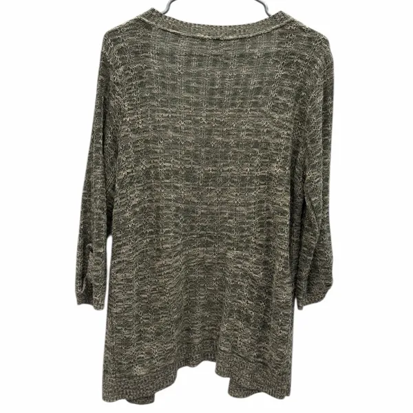 Maurices Open Front Textured Knit Cardigan Womens Large Olive Cream - Image 8