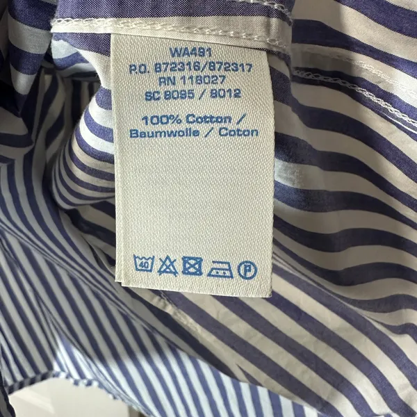 Boden Button Down Shirt Womens 6R Blue White Striped Cotton Long Sleeve Blouse‎ - Image 3