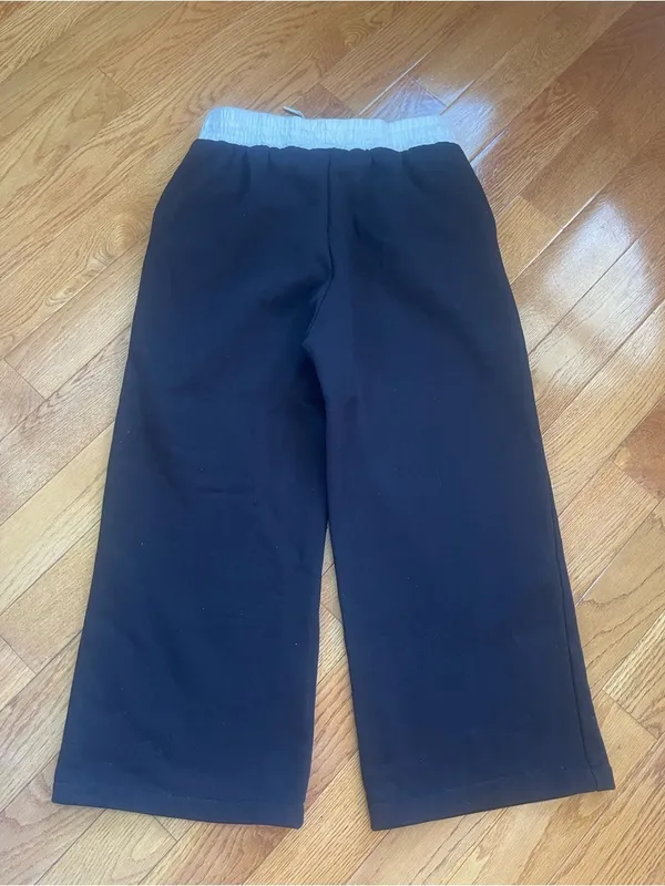 Vintage Havana Wide Leg Sweatpants Black White Contrast Waistband Medium - Image 4