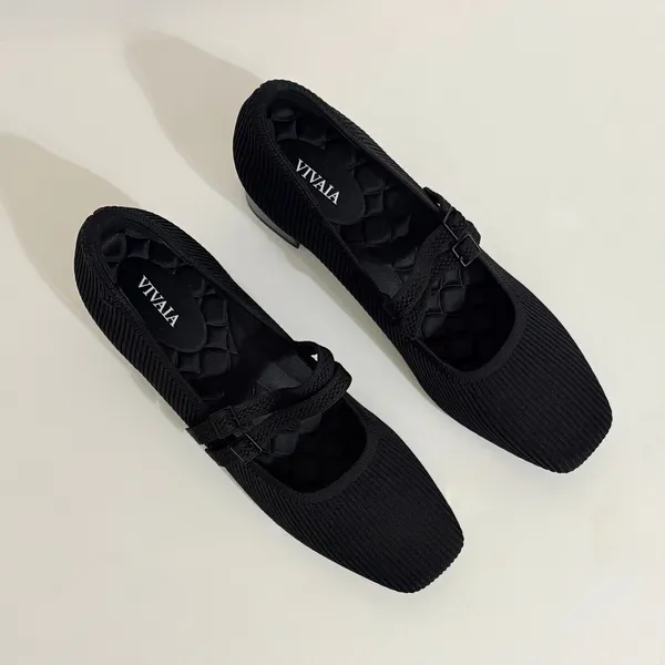 VIVAIA Mary Jane Knit Heels Black Eco Friendly Comfort Work Shoe 41.5 US 10 - Image 5