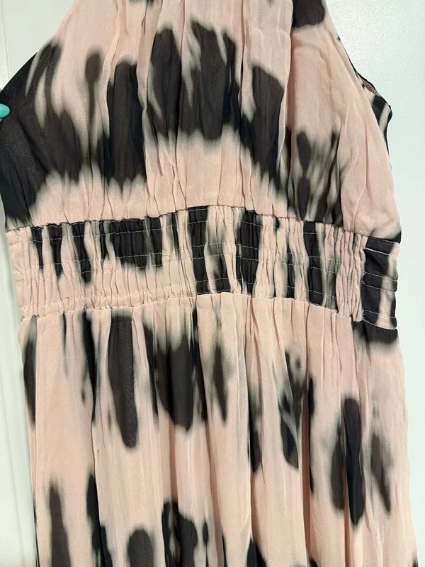 Anthropologie The Somerset Maxi Dress Halter Tiered Pink Black Tie Dye Size S - Image 4