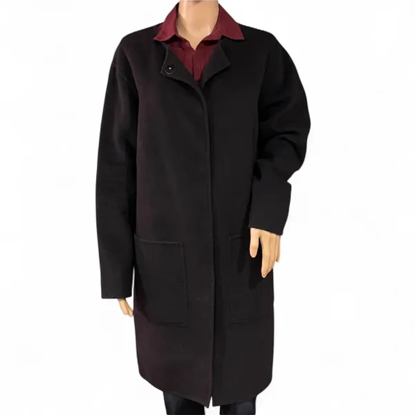 Thakoon Collective Black Wool Coat Size 8 Herringbone Design Dressy Wool EUC - Image 3
