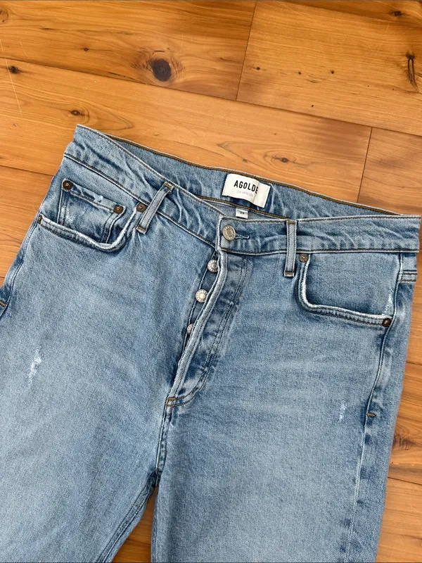 Agolde Light Wash Button-Fly Denim Jeans - Image 3