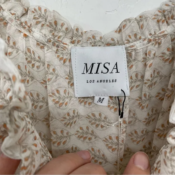 Misa Los Angeles Dionica Midi Floral Tiered Boho Dress Womens M Cottage Core - Image 7