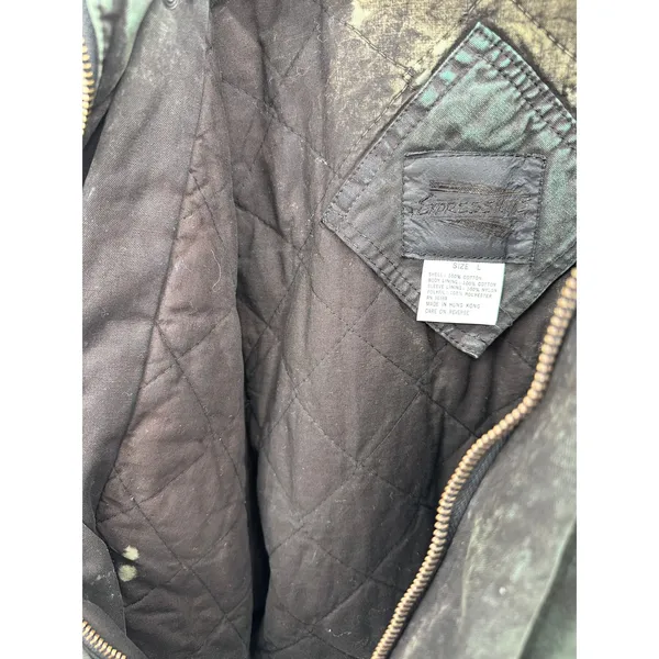 Expressions‎ Jacket Womens Large Green Acid Washed Full Zip Cotton Bomber Jacket - Image 8