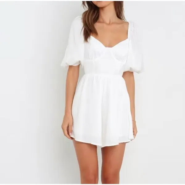 NWT Petal & Pup Billie Playsuit White Romper Size US 4 Coquette Cottagecore Soft - Image 2