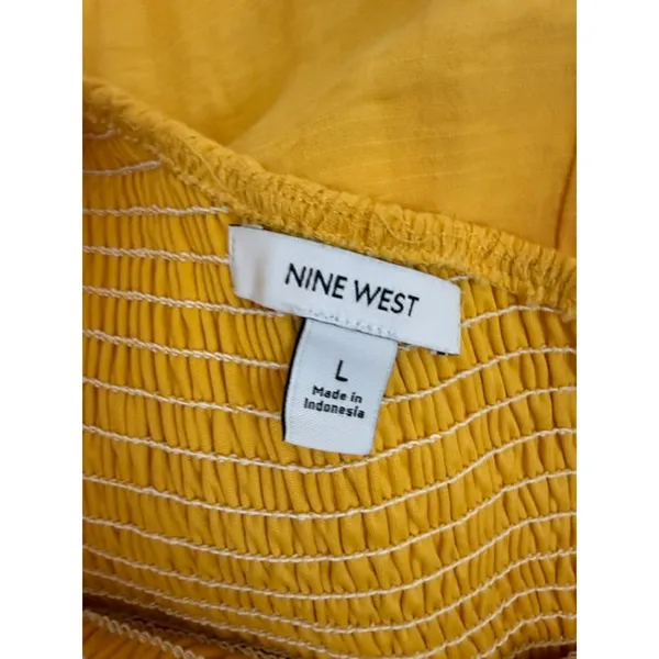 Nine West One‑Shoulder Yellow Smocked Maxi Dress SzL - Image 7