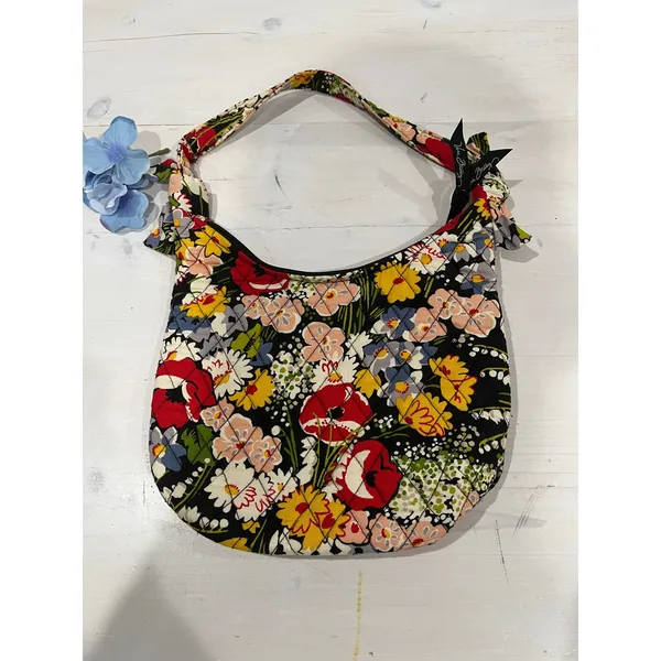Vera Bradley Floral Quilted Hobo Bag Purse Zip‎ Top Colorful - Image 5