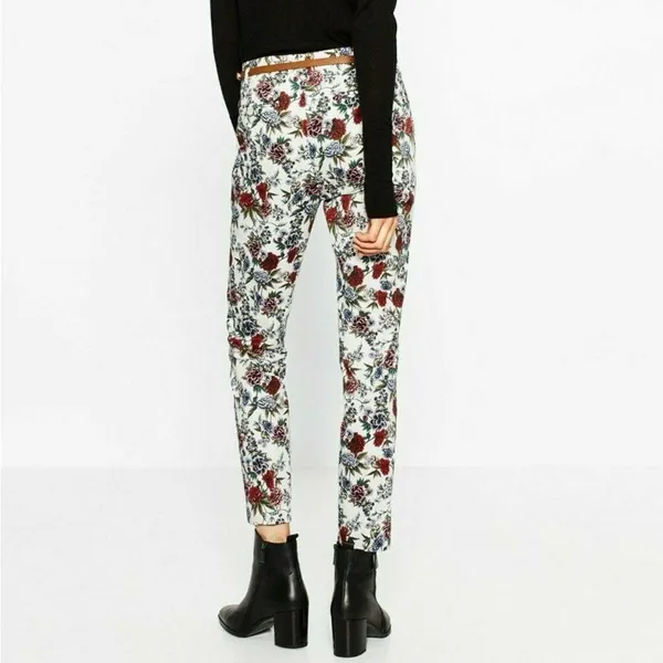 Zara Basics Floral Printed Trouser Pants - Womens Size 8 - Image 9