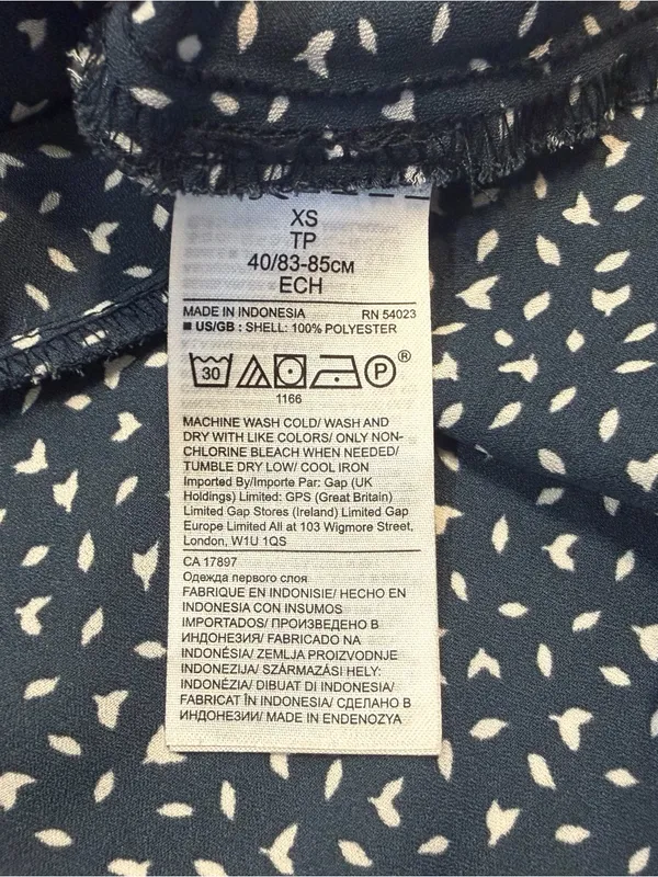 Banana Republic Navy Printed Ruffle Wrap Top - Image 6