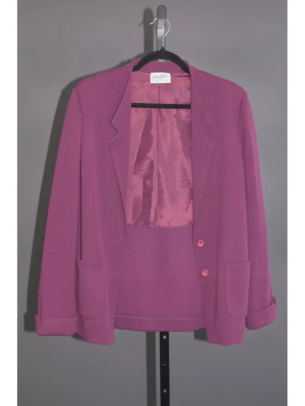 Vintage (70s) Paula Brooks Original Magenta Purple Blazer Patch Pockets Size 2X - Image 4