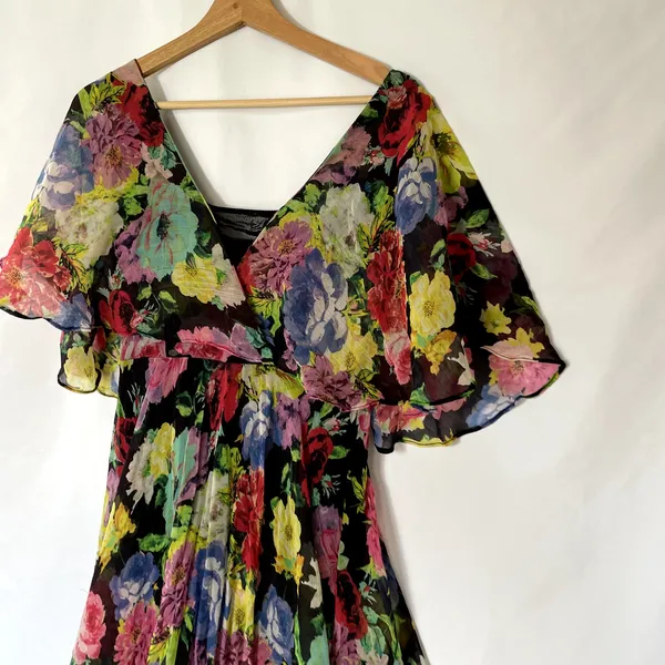 ASOS floral flowy english garden party fairycore dress open back women's‎ size 6 - Image 2