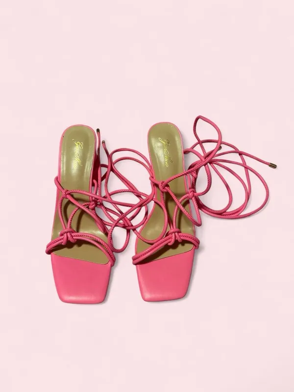 Source Unknown Hot Pink Strappy Block Heel Sandals - Image 3