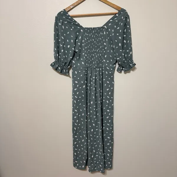 Abercrombie & Fitch Polka Dot Midi Dress Size XS Teal Green - Image 6