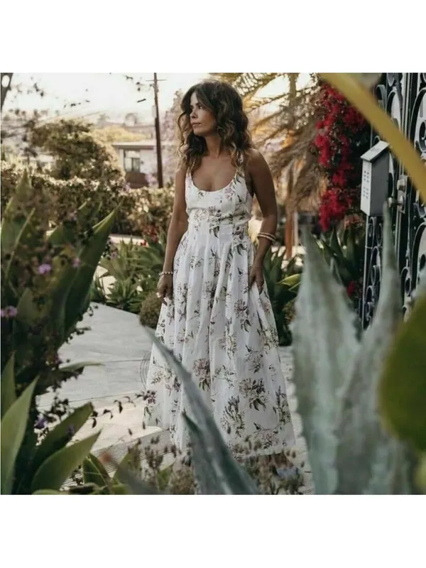 Brock Collection x H&M Lyocell Blend Cream Floral Long Cross Back Dress DESIGNER - Image 7
