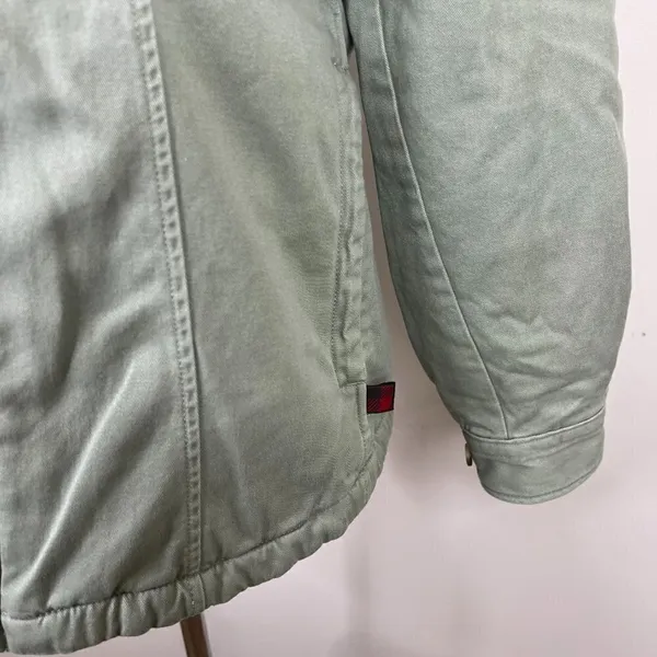 Woolrich Sage‎ Green Fleece Lined Button Front Shacket Size Small - Image 4