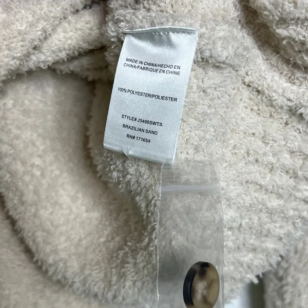 Thread & Supply Sherpa Button Front Small Cream Brazilian Sand Teddy Shacket - Image 9