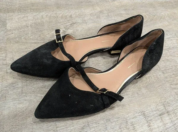 Linea Paolo Black Suede Demi D'Orsay Flats Size 7 - Image 2