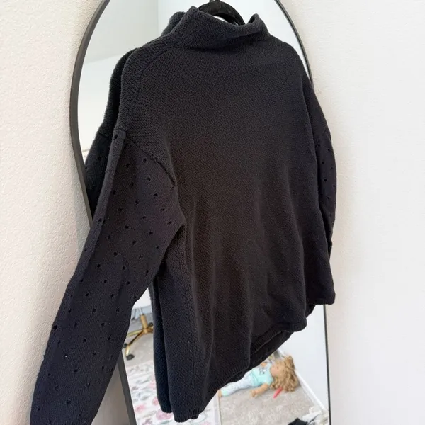 Anthropologie Moth Eyelet‎ Sweater Black - Image 2