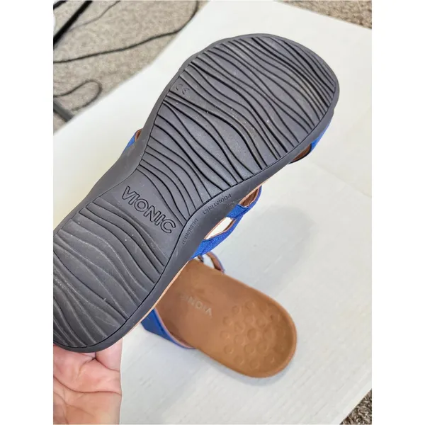 Vionic Blue Leather Strappy Sandals Womens 12 Comfort Summer Beachy Casual Shoes - Image 8