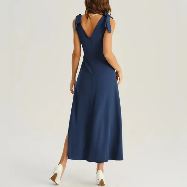 Rihoas Navy Wrap Sleeveless Maxi Dress - Image 5