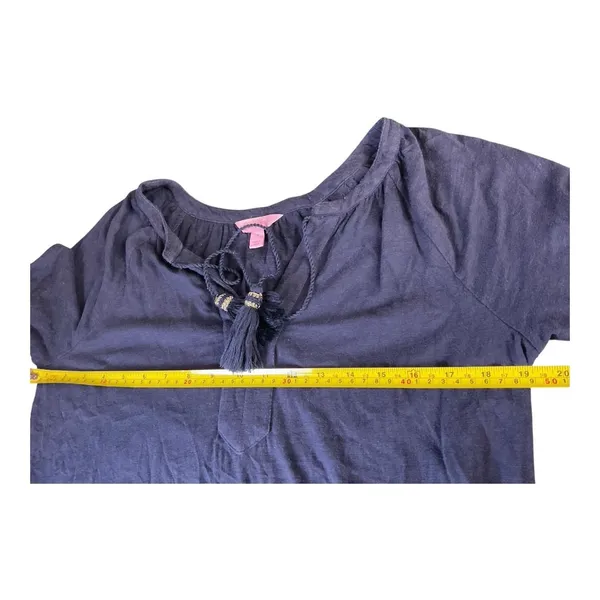 Lilly Pulitzer Del Lago Dress Women's Navy Blue Cotton‎ Blend Bell Sleeve Size S - Image 5