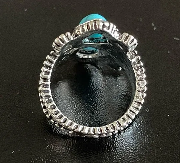 Turquoise stone silver ring size 5 - Image 8