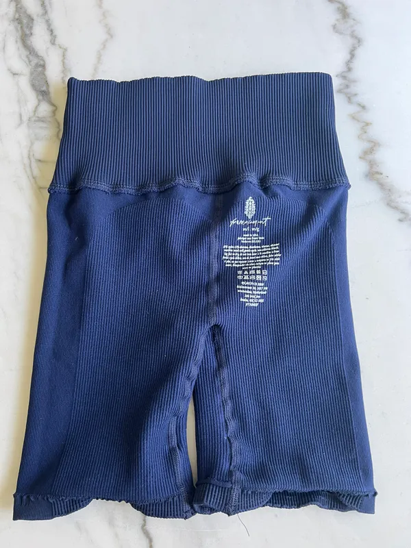 Free People Movement Navy Blue Biker Shorts - Image 7