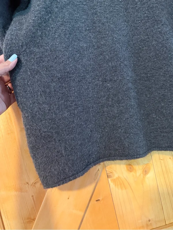Zara Knit Italian Yarn Charcoal Gray Short Sleeve Funnel Neck Sweater Size M - Image 5