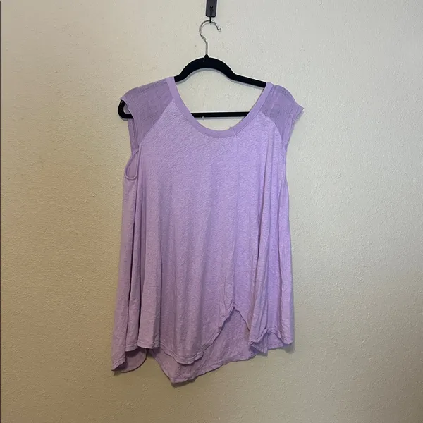 Free People Keep It‎ Casual Tee Lilac Linen Blend Short Sleeve Flowy Top Size XS - Image 8
