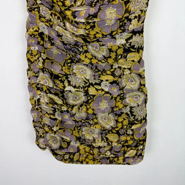 Zara NWT Floral Ruched One Shoulder Mini Dress Metallic Size XS NEW - Image 4