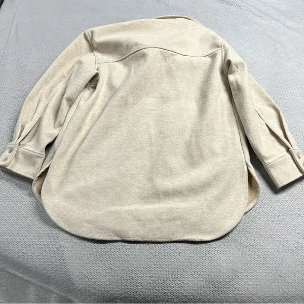 H&M Cream Oversized Relaxed Fit Shirt Jacket Shacket Size XS GUC - Image 5