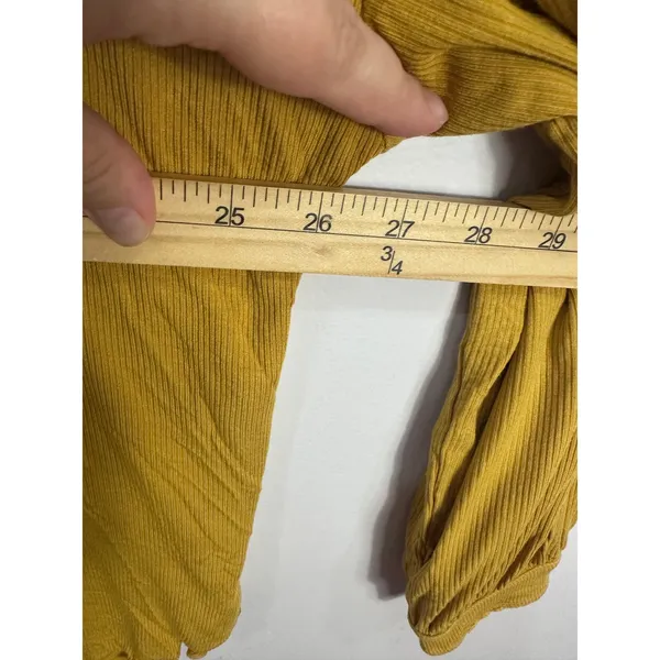Free People Ribbed Twist Back Top Womens Medium Mustard Yellow Boho Whimsical - Image 6