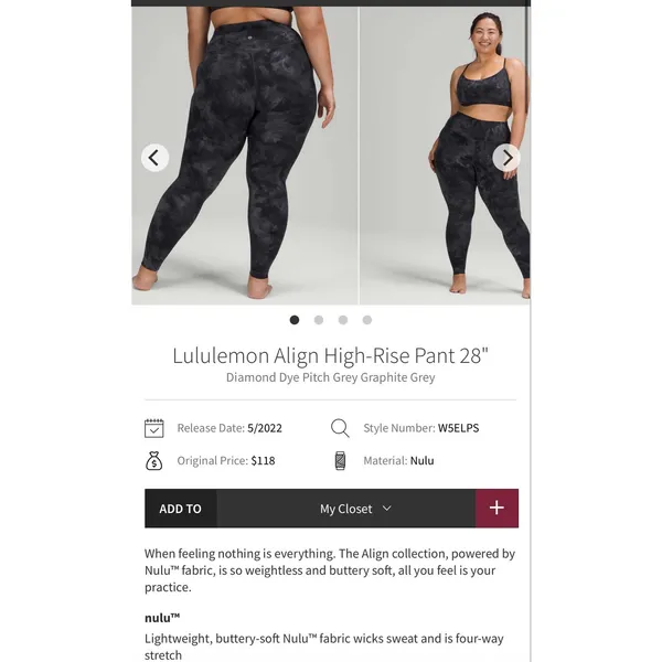 Lululemon Align High-Rise Pant 28" Diamond Dye Pitch Grey Graphite Grey 4 women - Image 7