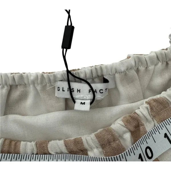 English Factory Crop Top Tan White Striped Ruffle Strap Womens Medium NEW - Image 5