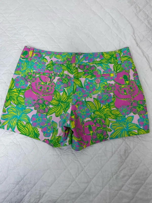 Lilly Pulitzer Bright Tropical Floral Print Shorts - Pink, Green, Yellow size 10 - Image 2